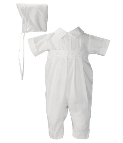 Boys Christening Baptism Coverall with Pin Tucking