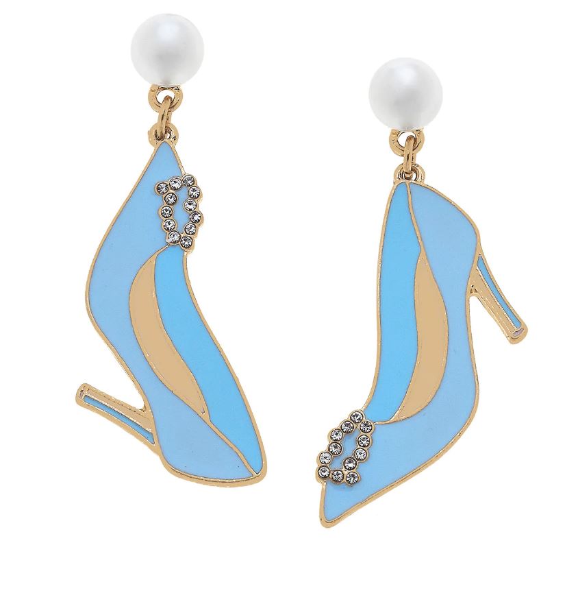 Enamel & Pavé Wedding Pump Earrings