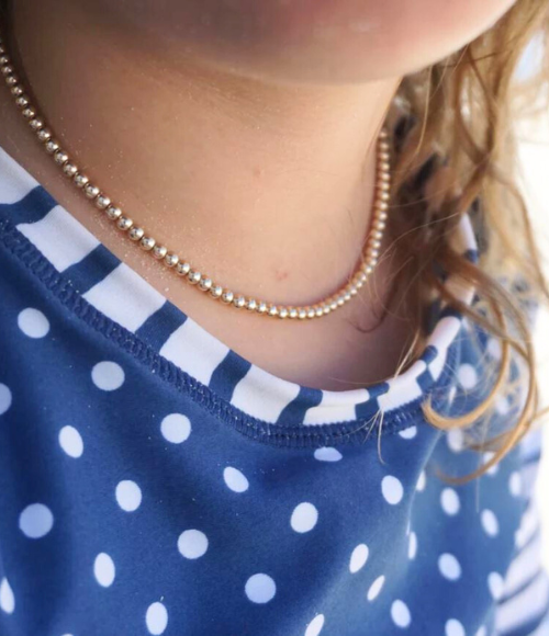 14 Karat Gold Beaded Necklace for Baby & Girls