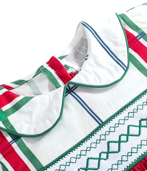 Christmas Plaid Smocked Baby Dress