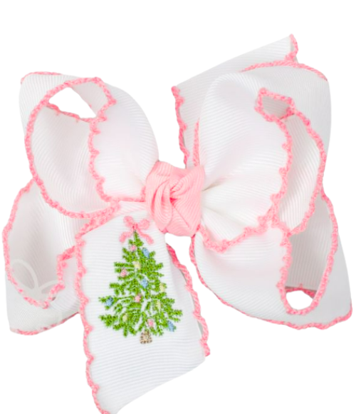 Christmas Tree Embroidered Grosgrain Bow Christmas Tree Embroidered Grosgrain Bow
