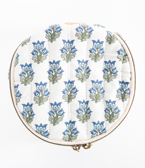 Aqua Floral Print Circle Case