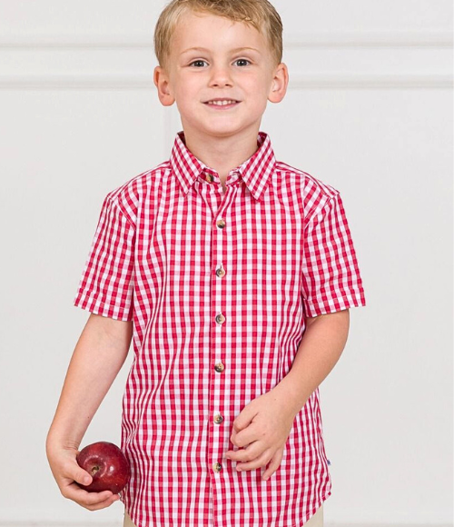 Classic Red Gingham SS Button Down Shirt