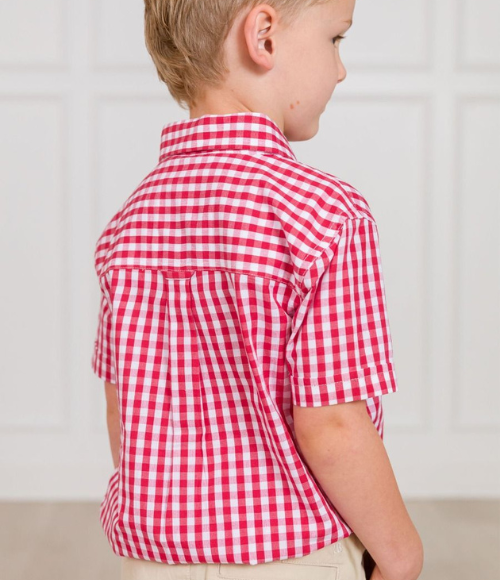 Classic Red Gingham SS Button Down Shirt