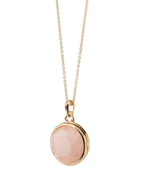 Classic Round Locket Necklace Gold Rose Quartz Classic Round Locket Necklace Gold Rose Quartz