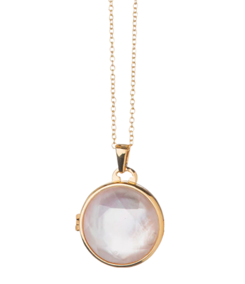 Classic Round Locket Pearlescent Necklace Classic Round Locket Pearlescent Necklace