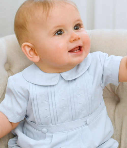 Classy Pique Blue Baby Boy Romper