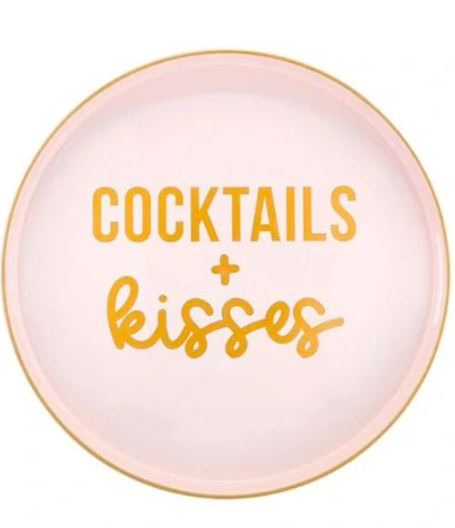 Cocktail & Kisses Round Bar Tray
