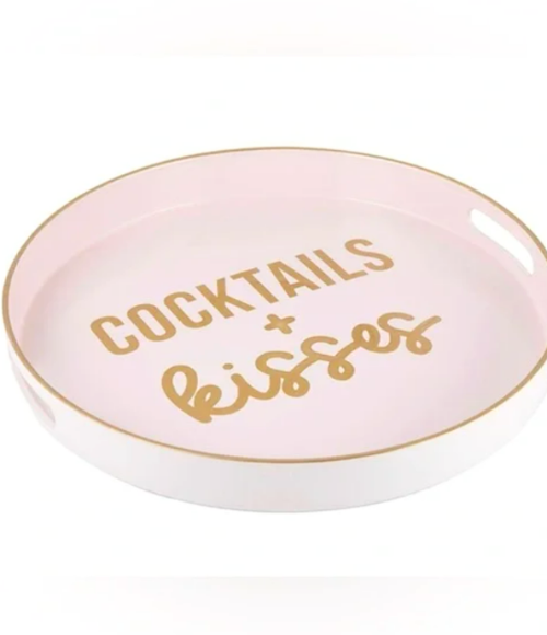 Cocktail & Kisses Round Bar Tray