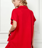 Red Collared Textured Lounge Set