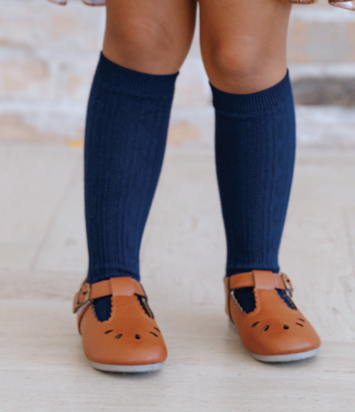 Cotton Cable Knee High Socks-Multilpe Colors