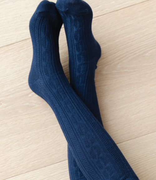 Cotton Cable Knee High Socks-Multilpe Colors