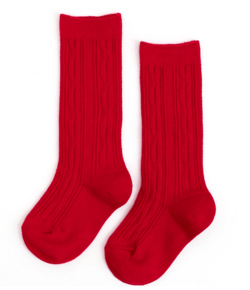 Cotton Cable Knee High Socks-Multilpe Colors