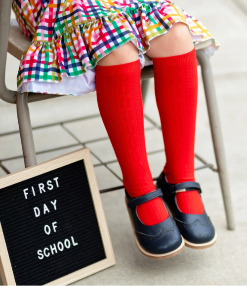 Cotton Cable Knee High Socks-Multilpe Colors