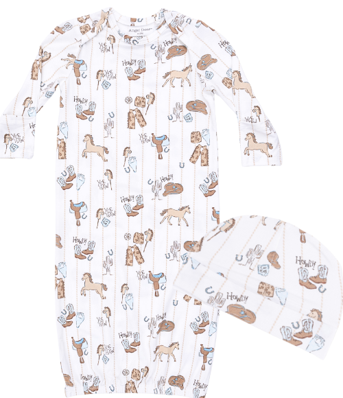 Cowboy Baby Gown & Hat