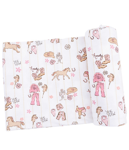 Pink Cowgirl Swaddle Blanket