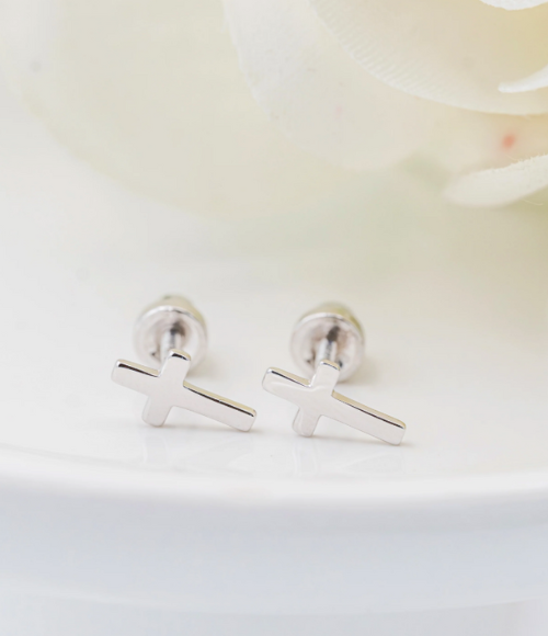 Sterling Silver Cross Earrings for Baby & Girls
