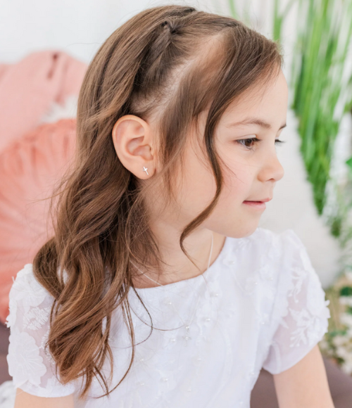 Sterling Silver Cross Earrings for Baby & Girls