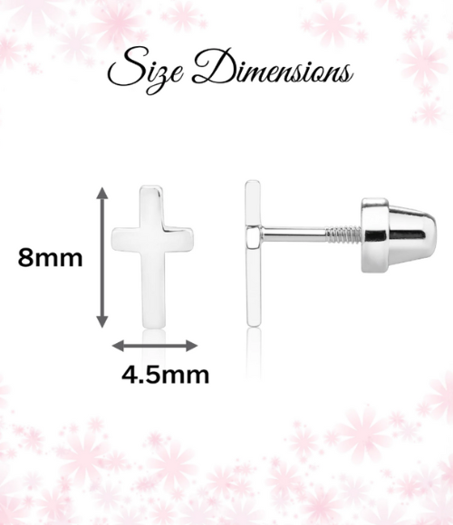 Sterling Silver Cross Earrings for Baby & Girls