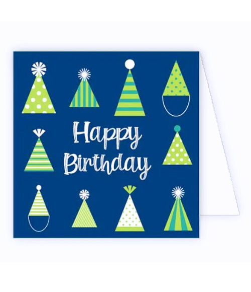 Happy Birthday Blue Party Hats Enclosure Card