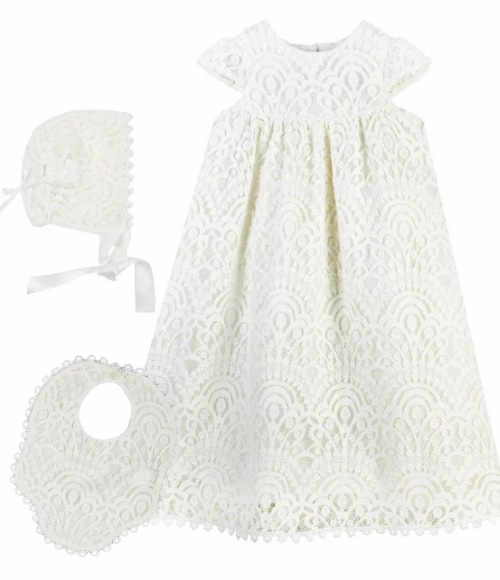 Carriage Boutique Elegant Lace Christening Gown Set