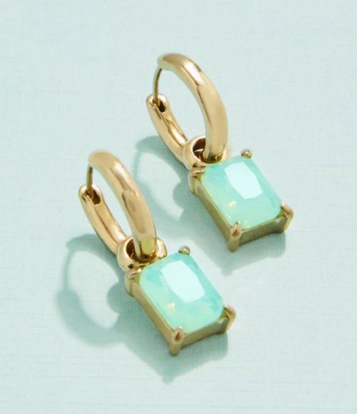 Sea Foam Emerald Drop Convertible Hoop Earrings Sea Foam Emerald Drop Convertible Hoop Earrings