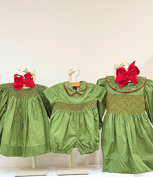 Evergreen Smocked Holly Dress