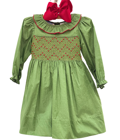 Evergreen Smocked Holly Dress
