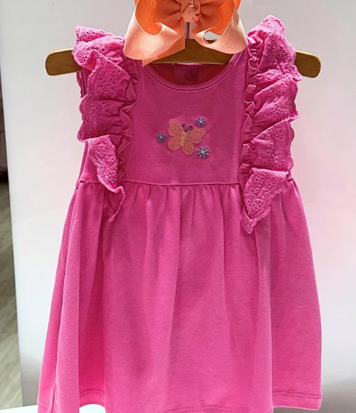 Kissy Eyelet Flutter Sleeve Dress & Bloomers