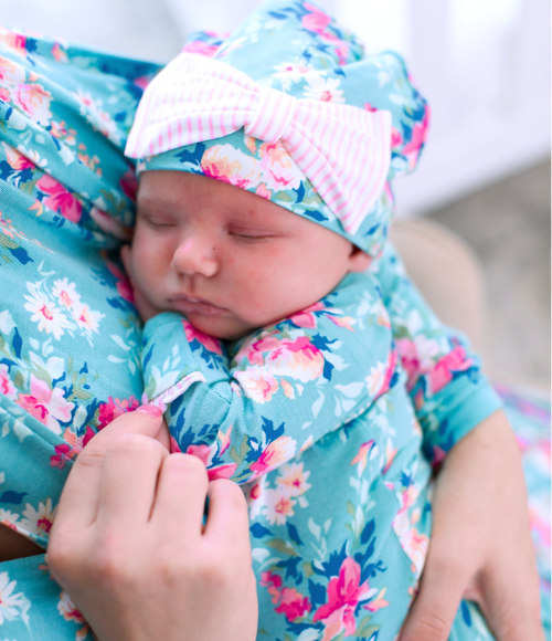 Fancy Floral Sleep Gown & Hat Set