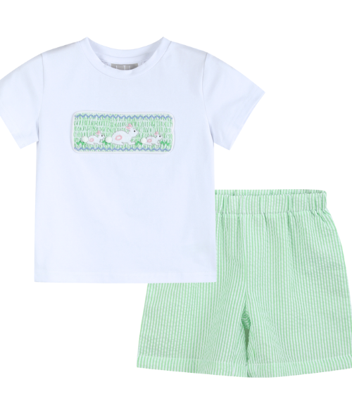 Seersucker Shorts & Smocked Easter Shirt Set