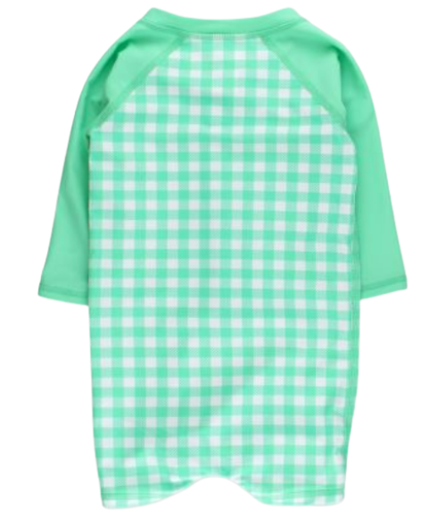 Green Gingham LS One Piece Rash Guard
