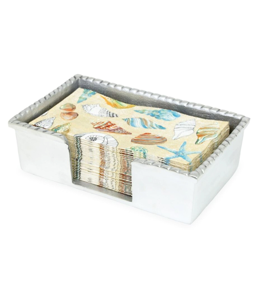 Rope Edge Pewter Guest Napkin Caddy