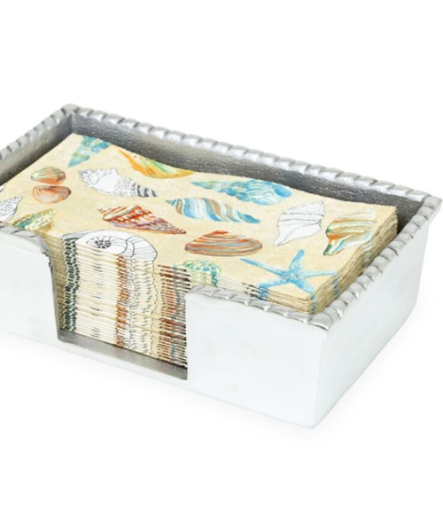 Rope Edge Pewter Guest Napkin Caddy