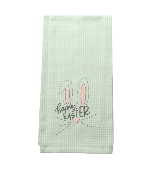 Happy Easter, Mint Gingham Tea Towel