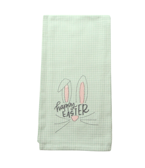 Happy Easter, Mint Gingham Tea Towels