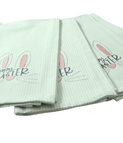 Happy Easter, Mint Gingham Tea Towels