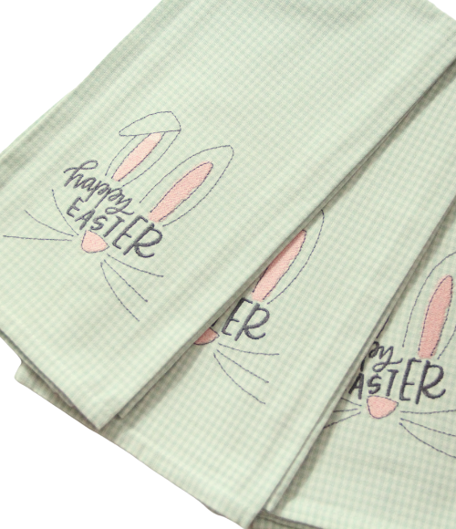 Happy Easter, Mint Gingham Tea Towel