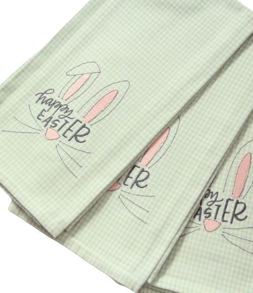 Happy Easter, Mint Gingham Tea Towels