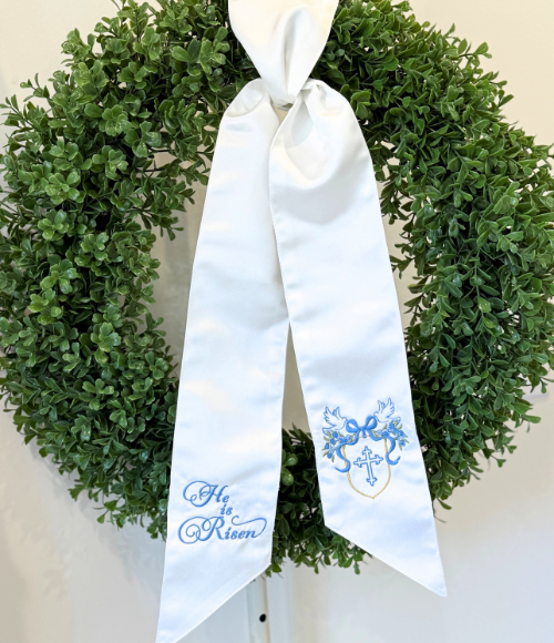 He Has Risen Satin Wreath Sash