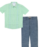 BQ Jade Apple Wave Guayabera Shirt