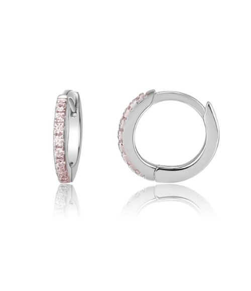 Sterling Silver Pink Huggie Earrings for Baby & Girls
