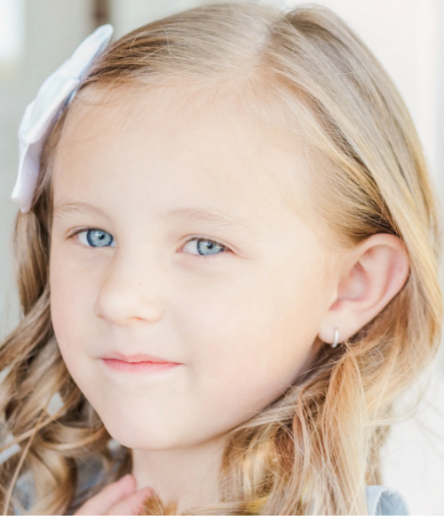 Sterling Silver Pink Huggie Earrings for Baby & Girls