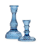 Indigo Blue Glass Candlesticks