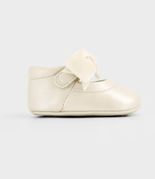 Ivory Velvet Bow Mary Janes