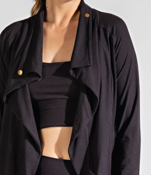 Asymmetric Jacket with Cowl Neck - Multiple Colors