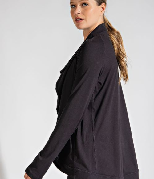 Asymmetric Jacket with Cowl Neck - Multiple Colors