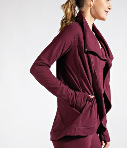Asymmetric Jacket with Cowl Neck - Multiple Colors