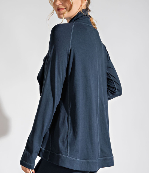 Asymmetric Jacket with Cowl Neck - Multiple Colors