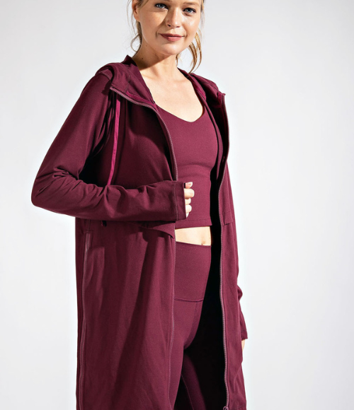 Long Hooded Active Jacket - Multiple Colors